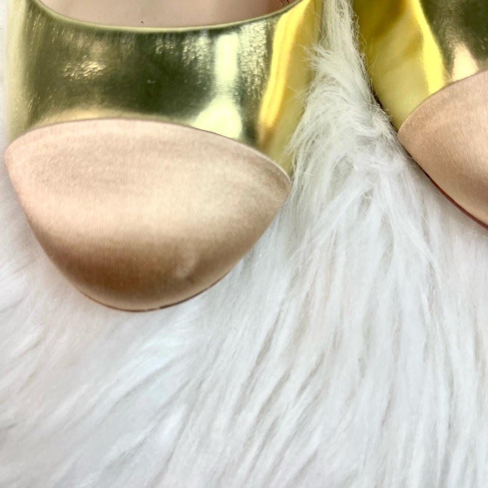 Vintage J.Crew Etta Cap-toe Gold and Tan Metallic Women's Pumps - Picture 14 of 15